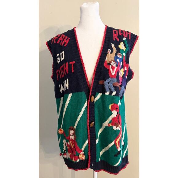 PBJ Sport Sweaters - Vintage 80s/90s Eagle Eye Sweater Vest Football Hand Knit Size M